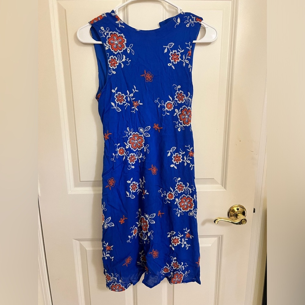 NWT Blue Dress with Flower Embroidery
